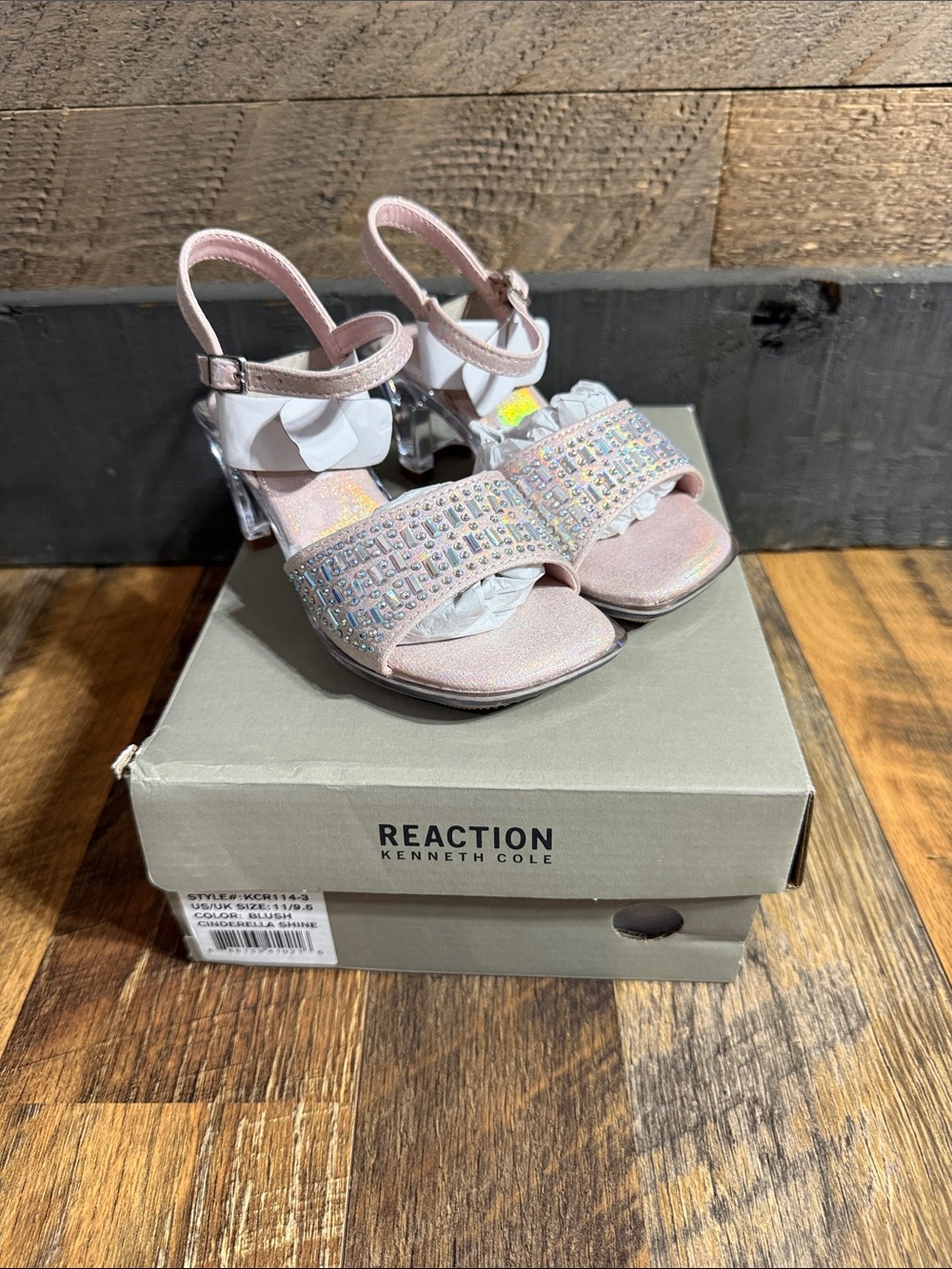 Kenneth Cole Reaction Girls Cinderella Shine Rhinestone Heels Size 11